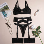 Carsine Black sexy women's underwear garter straps G string Thong Black / S