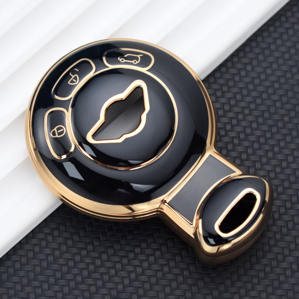 Carsine BMW Mini Cooper Clubman Countryman Paceman Roadster Car Key Case Golden Edge Black / Key case