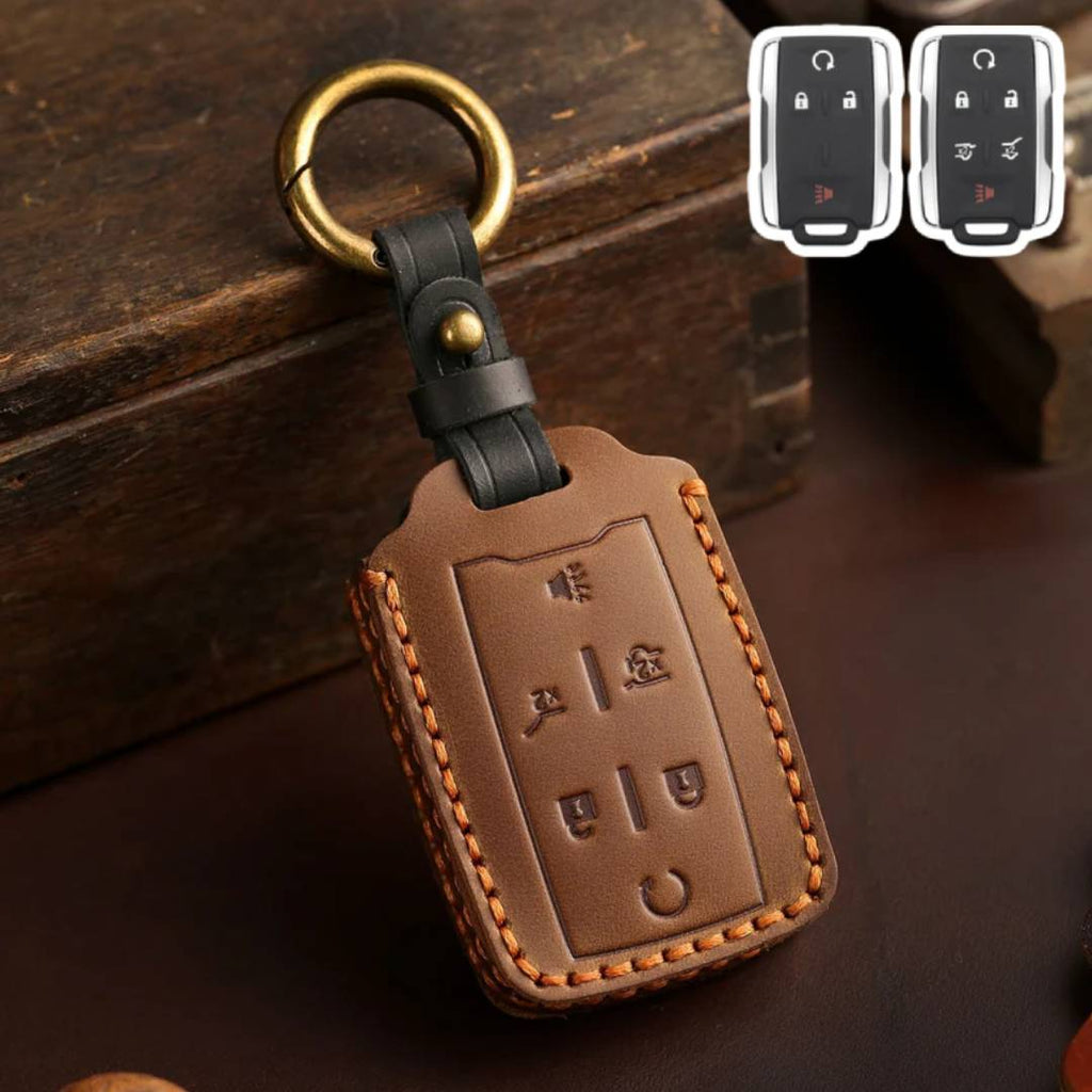 Chevrolet GMC Colorad Silverado Leather Car Key Cover 4,6 Button