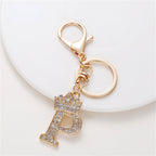 Carsine Rhinestone 26 Letters Car Keychain P
