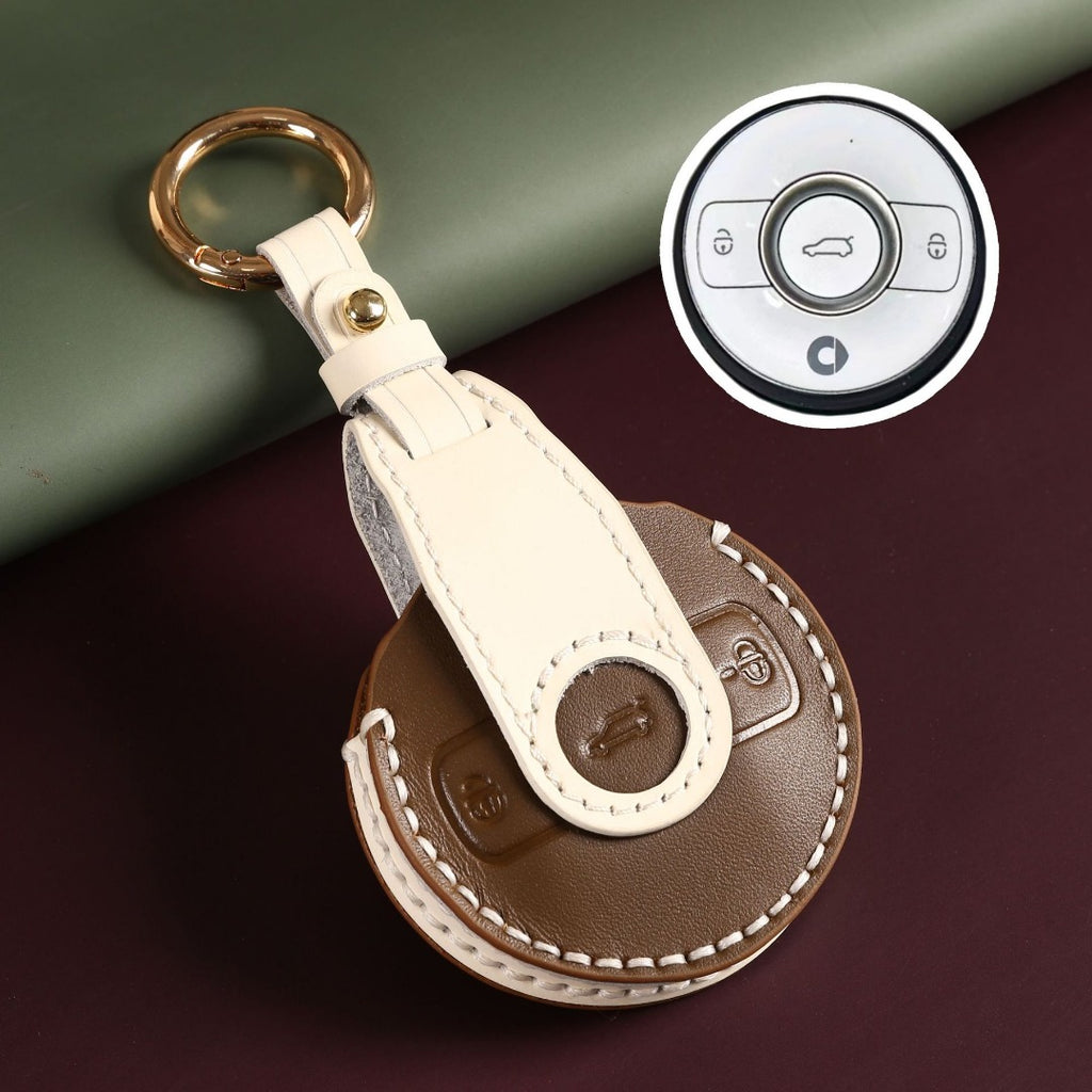 Carsine Mercedes Benz SMART Leather Car Key Cover Brown