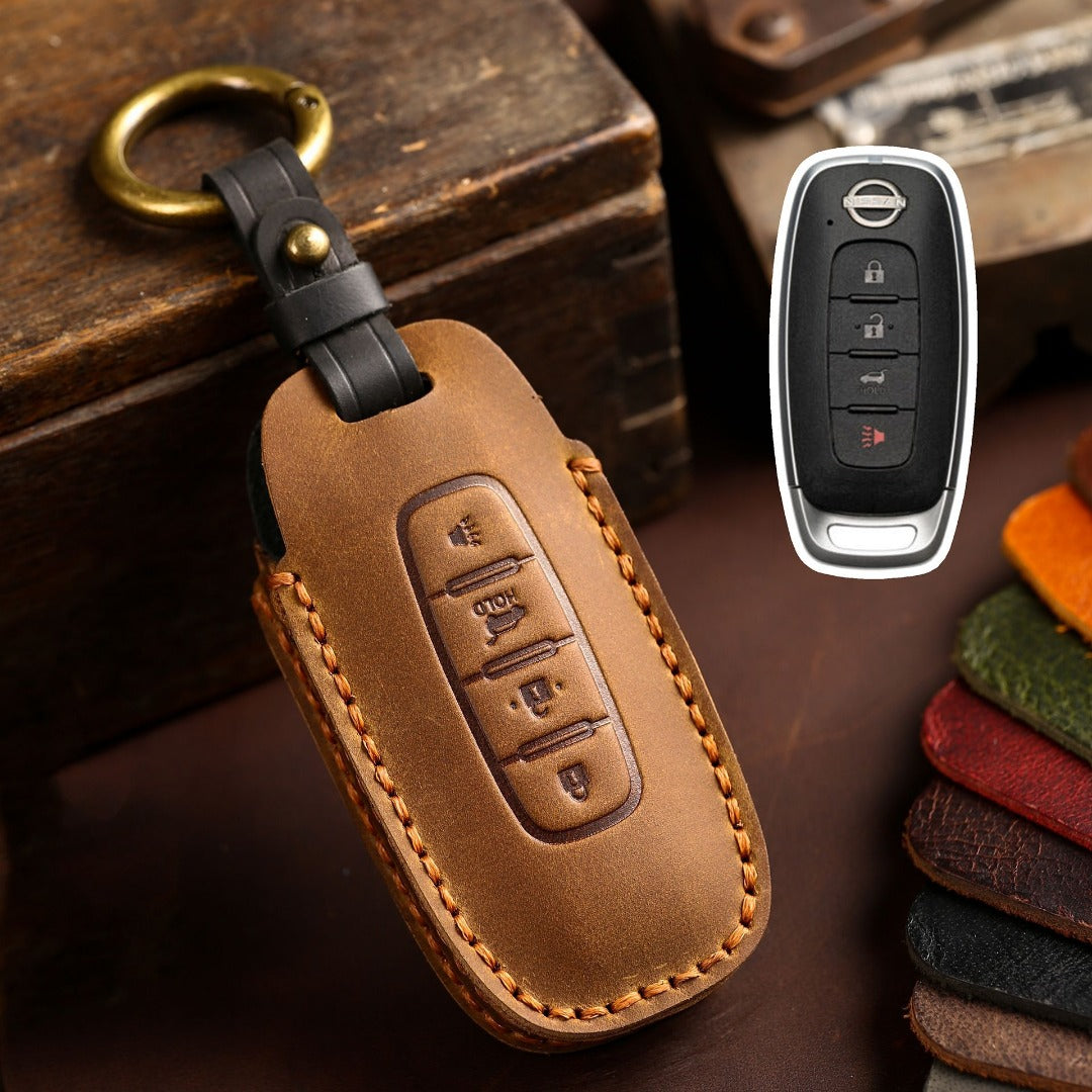 Étui en cuir pour clé de voiture Nissan Teana (2, 3, 4, 5 boutons)