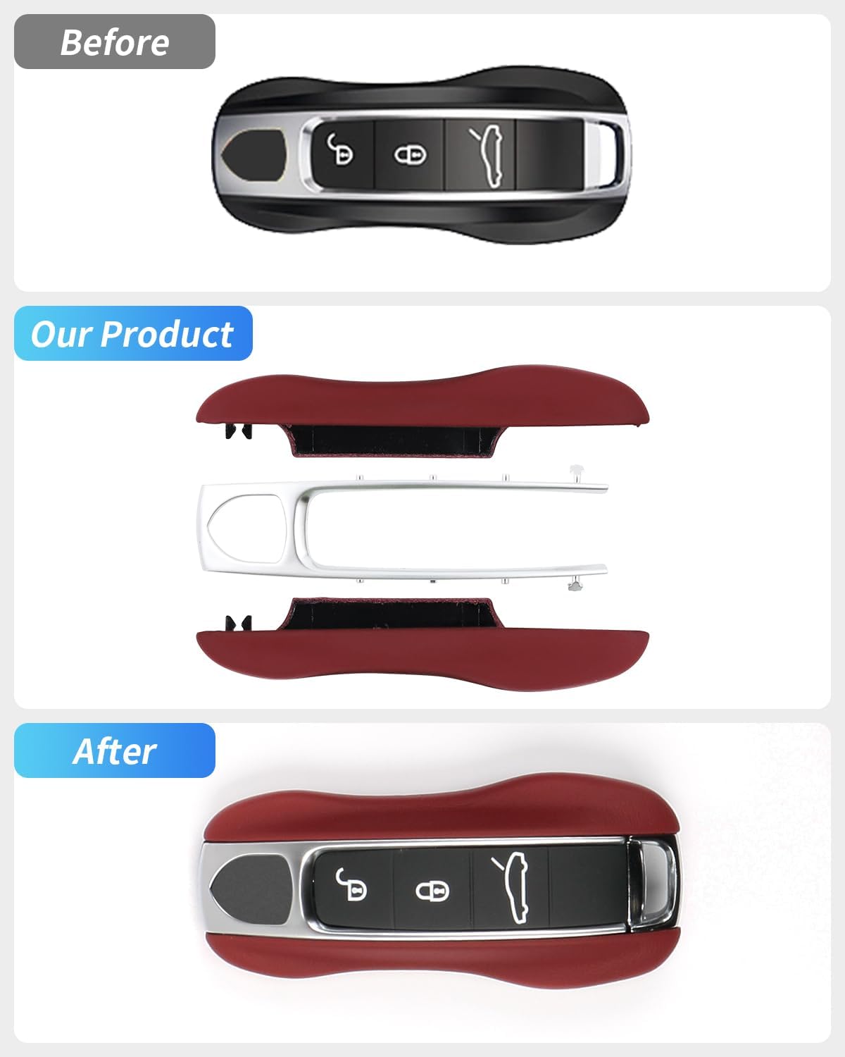 Étui en cuir pour clé Porsche 