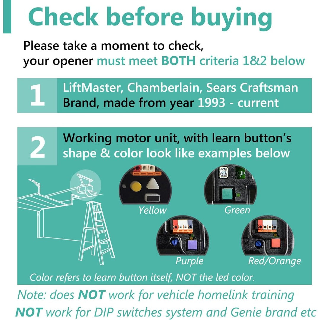 Carsine Garage Door Opener Remote, for Chamberlain, LiftMaster 371LM 373LM 971LM 973LM, Universal Black / 2 PCS