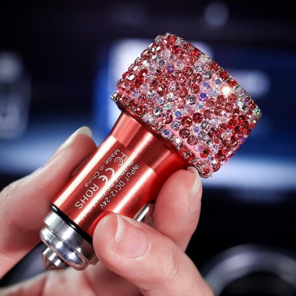 Car Rhinestone Charging Set