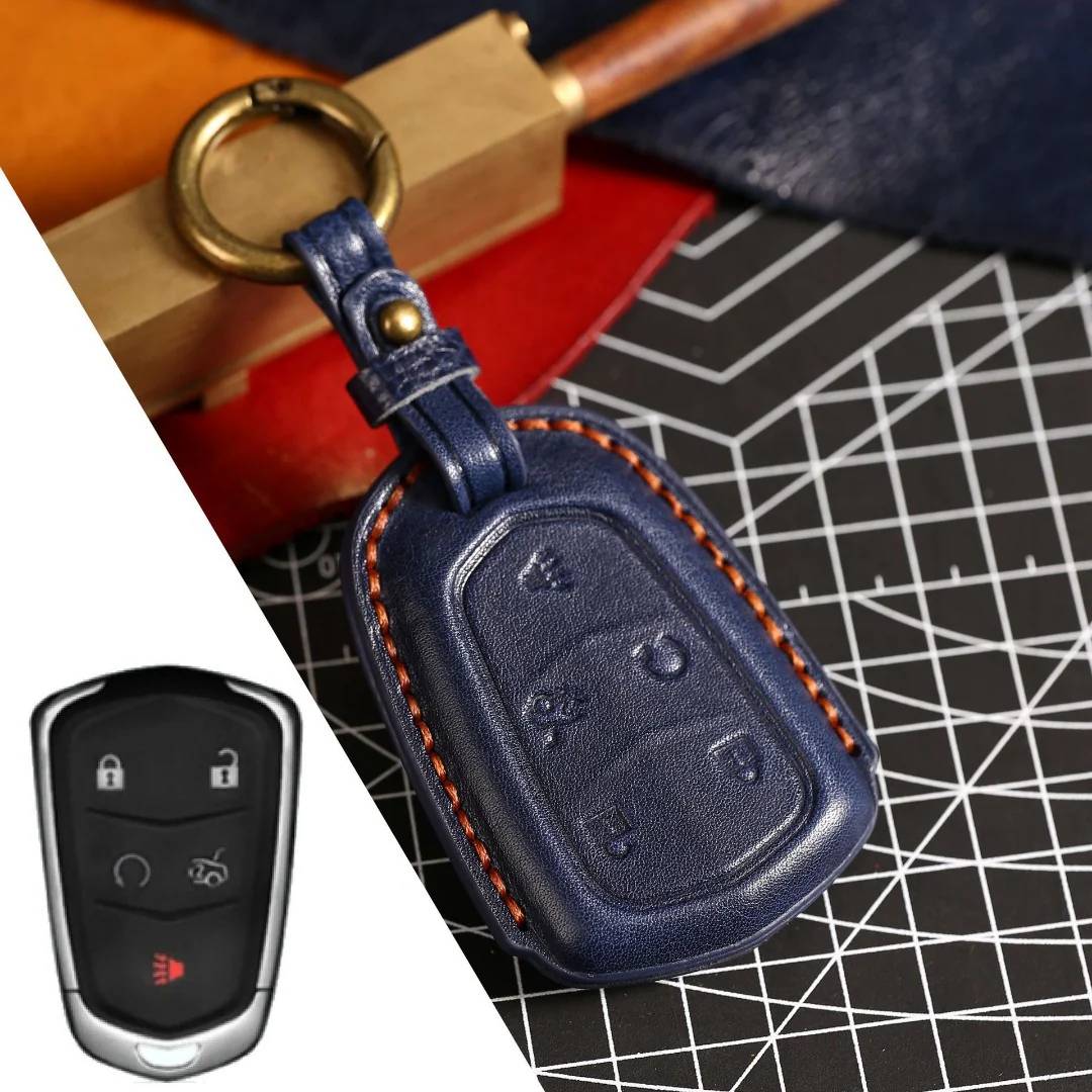 Cadillac Leather Key Cover - Premium Protector for All Models