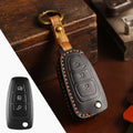 Carsine Ford EcoSport Focus Leather Car Key Cover 3 Button Black