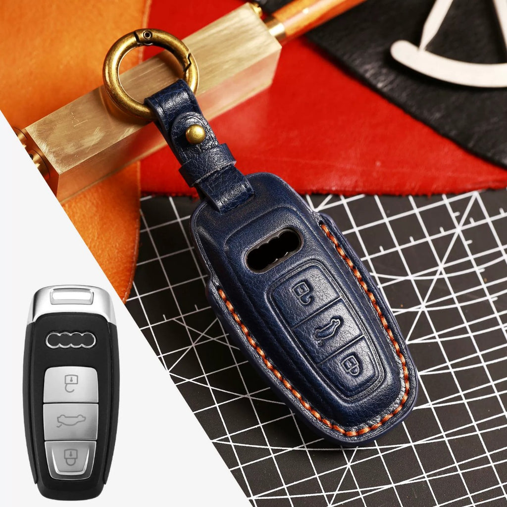 Premium Audi Leather Car Key Cover - Luxury Protection & Custom Fit for Audi Keys