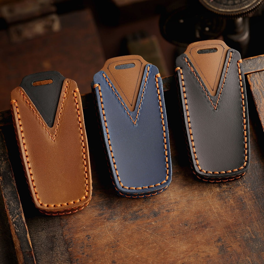 Étui de clé de voiture en cuir Volkswagen Magotan B7 CC à 3 boutons