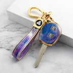 Carsine Suzuki Car Key Case Gold Inlaid With Jade Purple / Key case + strap