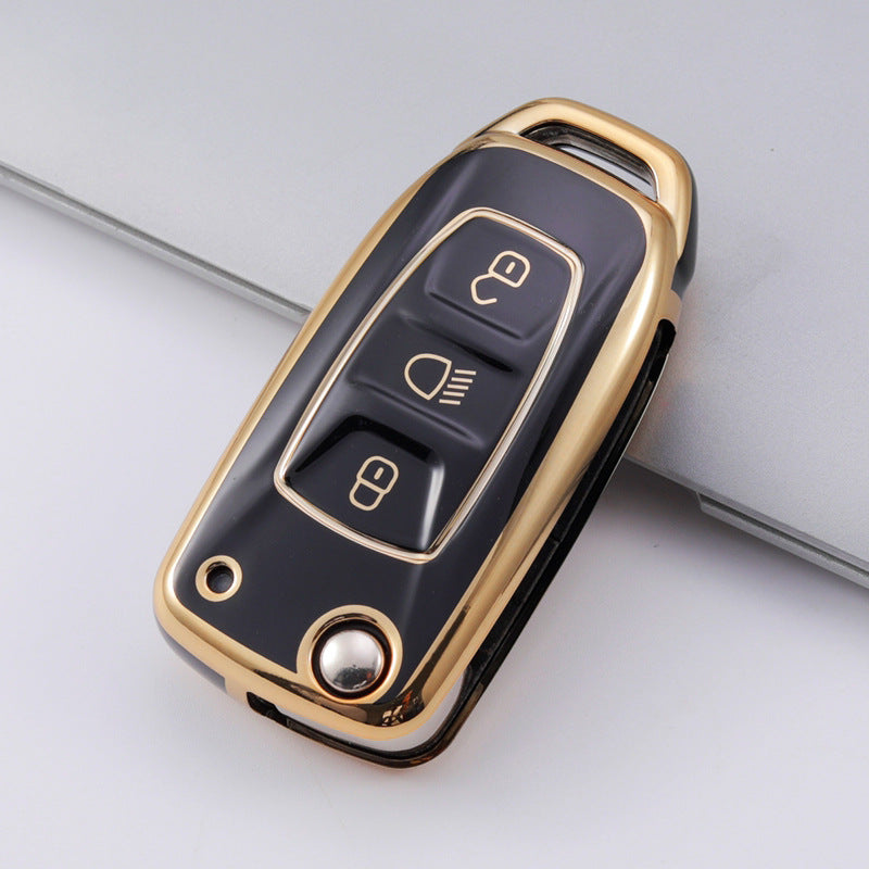 Carsine TATA Car Key Case Golden Edge Black