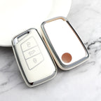 Carsine Volkswagen Car Key Cover Silver Edge White / Key case