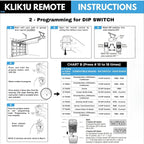 Carsine Universal Garage Remotes for LiftMaster, Chamberlain, Genie, Linear | Replaces Clicker KLIK1U, 375UT, 375LM | Operates 2 Doors or Gates, Dip Switch & Learn Button Ready Grey / 2 PCS