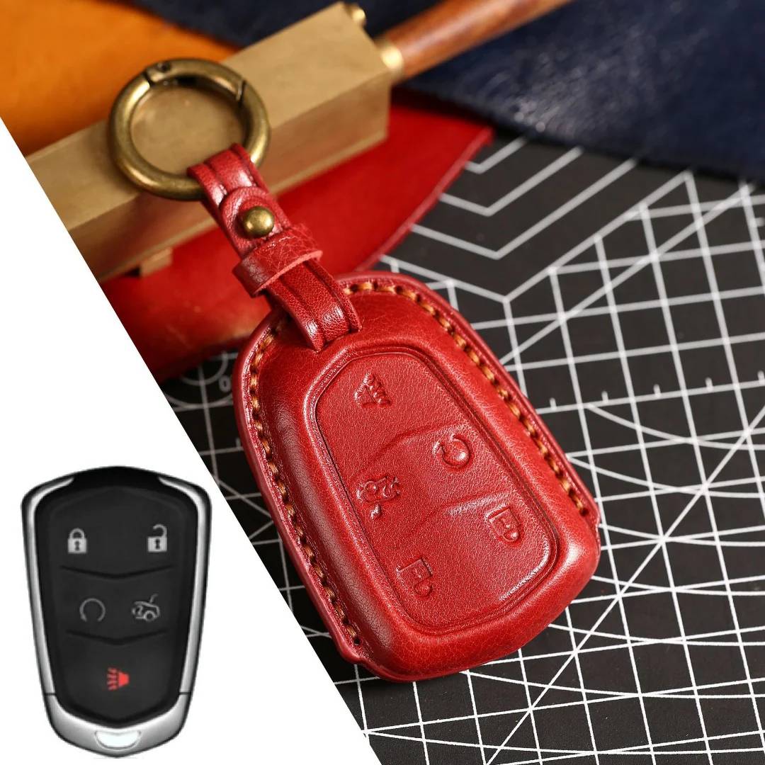 Cadillac Leather Key Cover - Premium Protector for All Models