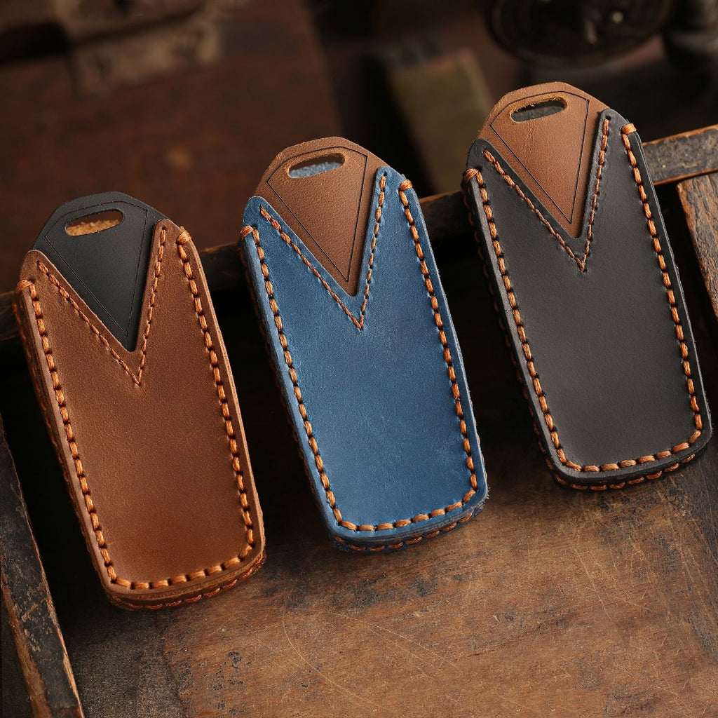 Volkswagen Touareg Autoschlüsselhülle aus Leder mit 3 Tasten