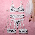 String sexy à motif vache, avec jarretières.