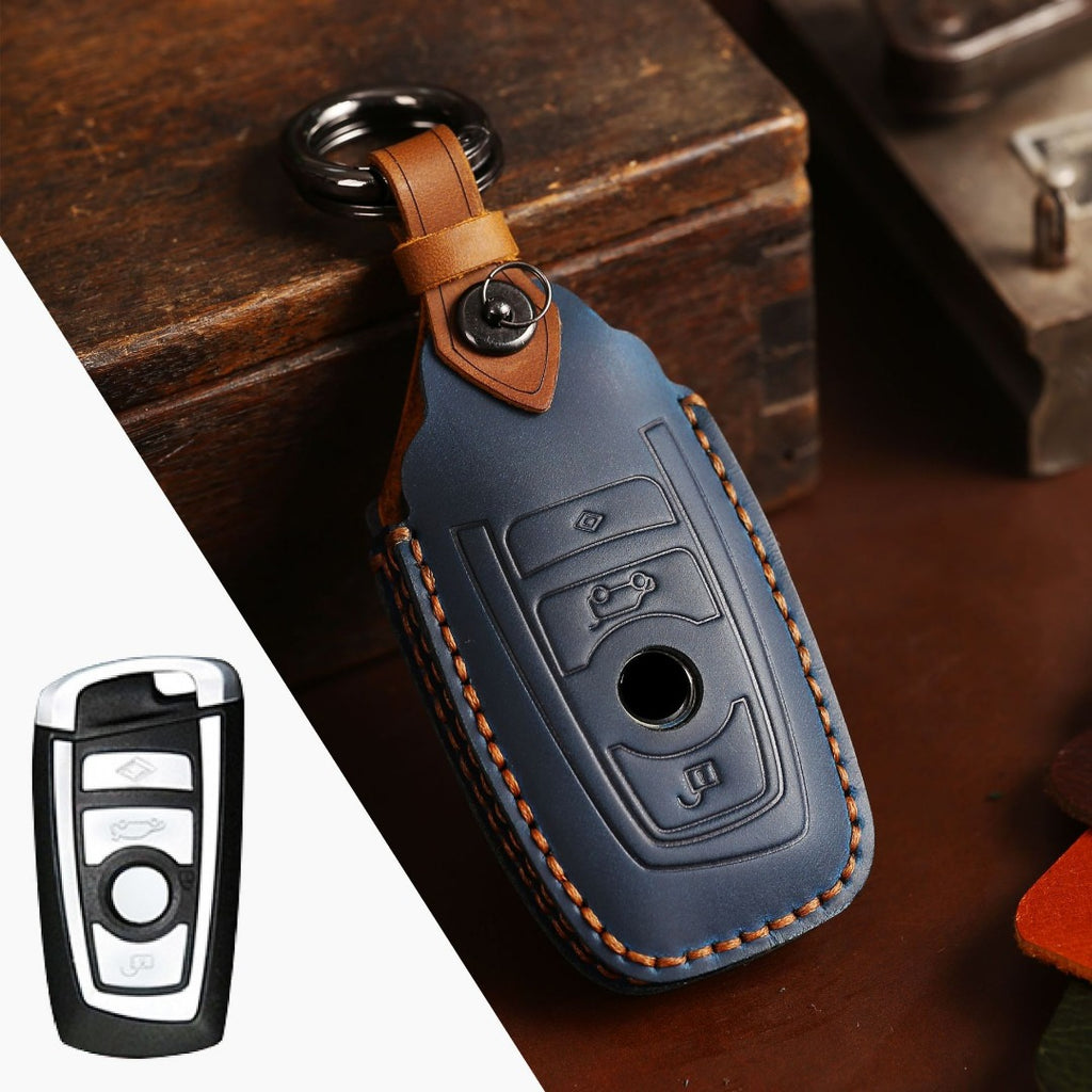 Carsine BMW Leather Car Key Cover 2,3 Button Blue / 3 Button