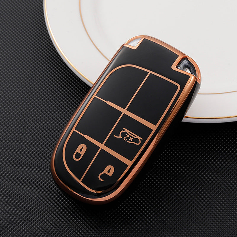 Carsine Jeep Dodge Chrysler Car Key Case Golden Edge Type A / Black / Key case