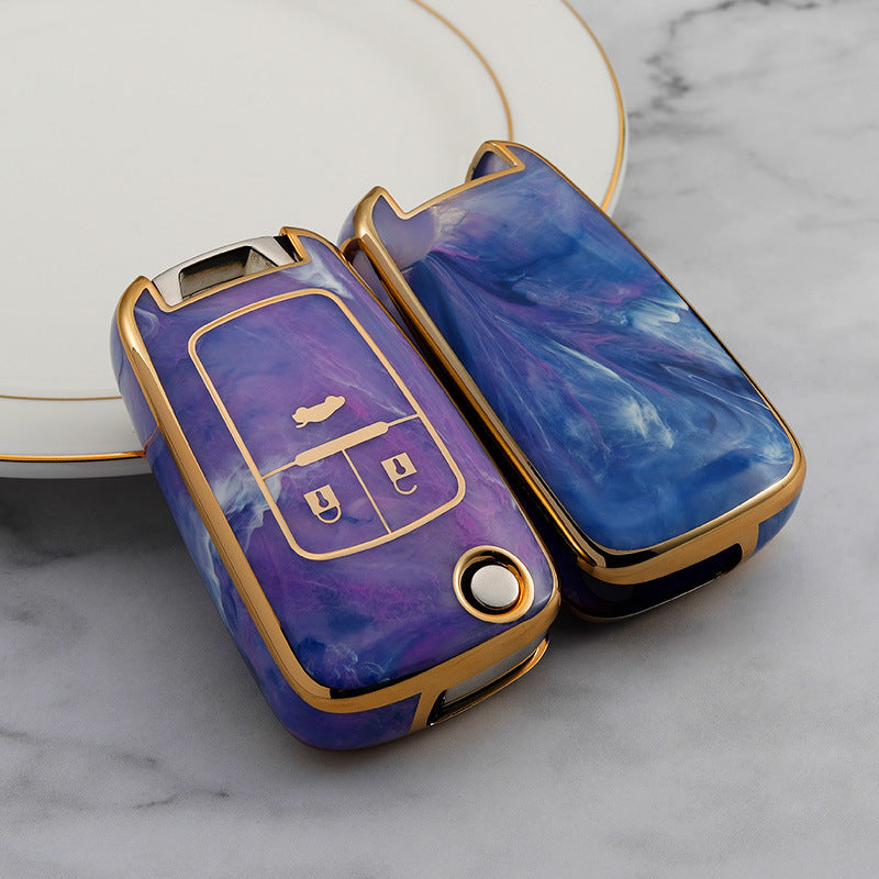 Carsine Chevrolet Buick Car Key Case Gold Inlaid With Jade Purple / Key case