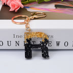 Carsine Black Pompom 26 Alphabets Keychain gold / R