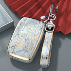 Carsine Land Rover Jaguar Car Key Case Gold Inlaid With Jade Grey / Key case + strap