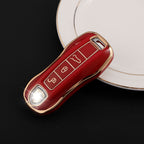 Carsine Porsche Car Key Case Golden Edge Red / Key case