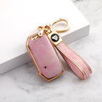 Carsine Kia Car Key Case Gold Inlaid With Jade Pink / Key case + strap